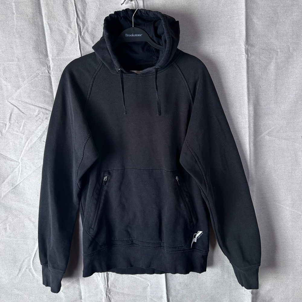 HMK USA Mens M Dark Gray Pullover Hoodie Zippered Kangaroo Pocket Raglan Fleece